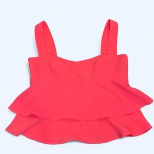 Amanda Uprichard Vibrant Pink Ruffle Crop Top